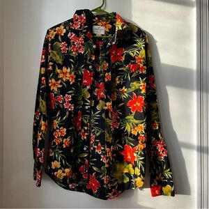 American Eagle Outfitters Floral Shirt with Red and Orange Accents